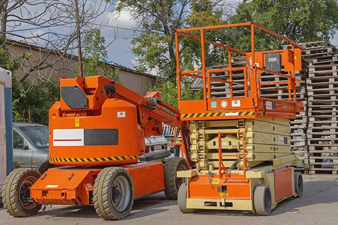 warehouse forklift lifting cargo onto shelves in Beverly Hills, CA